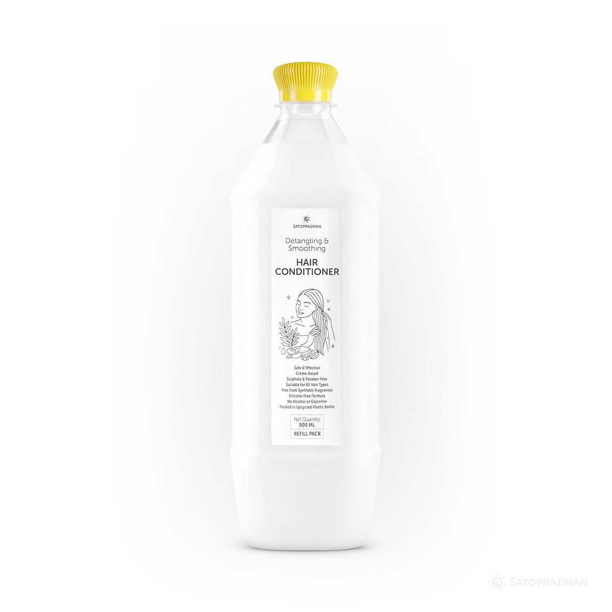 Moisturizing Hair Conditioner 200ml Glass Bottle / 900ml Refill in Upcycled Plastic Bottle  - Post Wash Hair Conditioner - Nourishes & Detangles Hair - Best for Dry & Damaged Hair