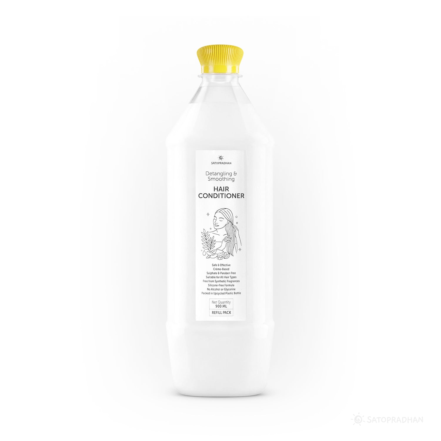 Moisturizing Hair Conditioner 200ml Glass Bottle / 900ml Refill in Upcycled Plastic Bottle  - Post Wash Hair Conditioner - Nourishes & Detangles Hair - Best for Dry & Damaged Hair