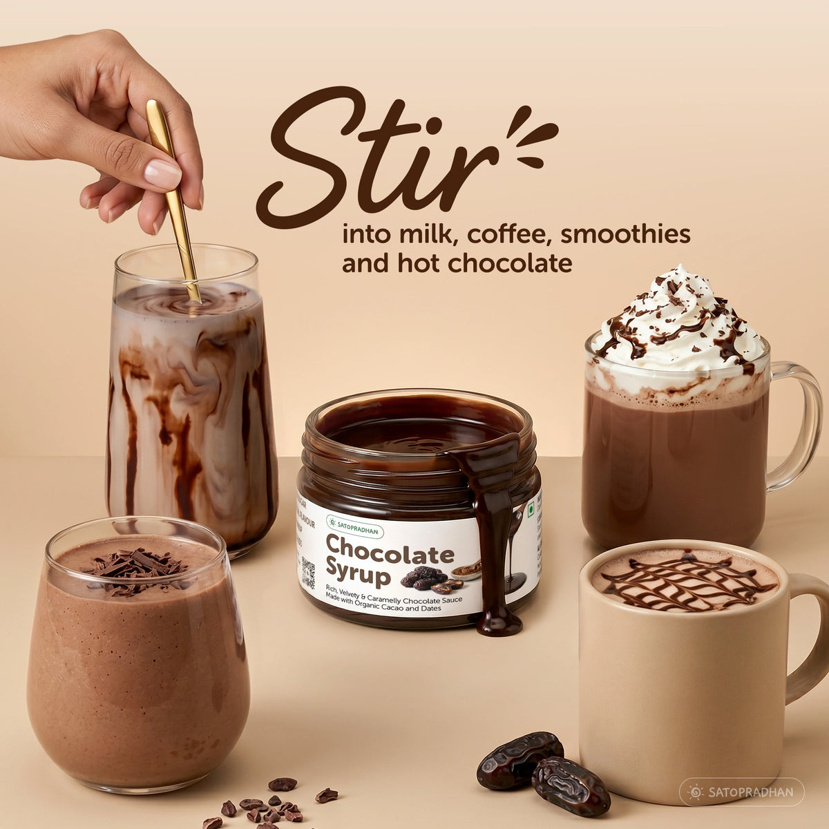 Organic Chocolate Syrup 200g | Date-Sweetened Chocolate Sauce with Real Cacao | No Refined Sugar, No Artificial Flavours