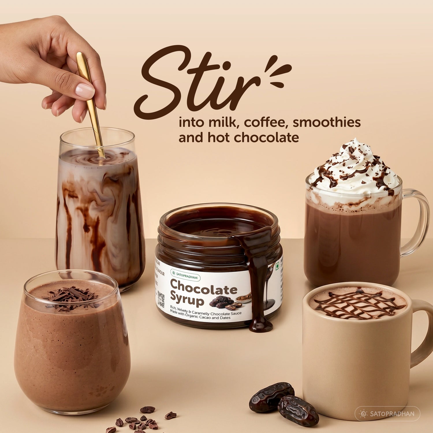 Organic Chocolate Syrup 200g | Date-Sweetened Chocolate Sauce with Real Cacao | No Refined Sugar, No Artificial Flavours