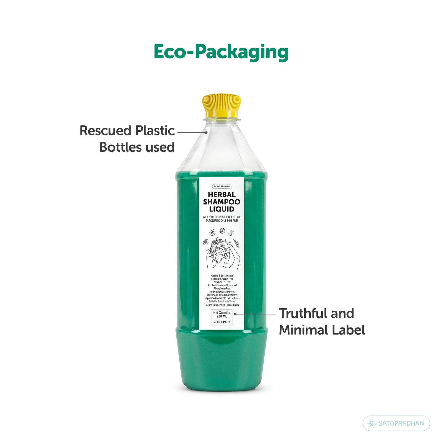 Saponified Rosemary Shampoo 200ml Glass Bottle / 900ml Refill in Upcycled Plastic Bottle - Mild, Natural & Eco-friendly - For Normal to Oily Hair Types - Sulphate & Paraben-free