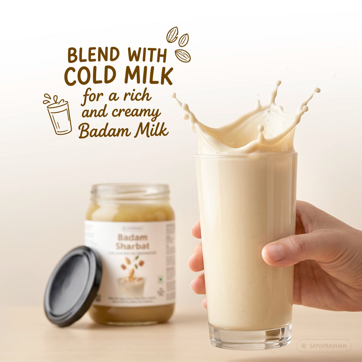 Usage of Badam Sharbat - Blend With Cold Milk