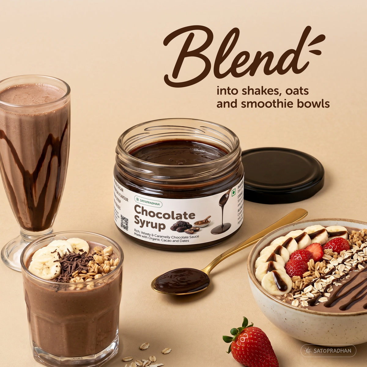 Organic Chocolate Syrup 200g | Date-Sweetened Chocolate Sauce with Real Cacao | No Refined Sugar, No Artificial Flavours