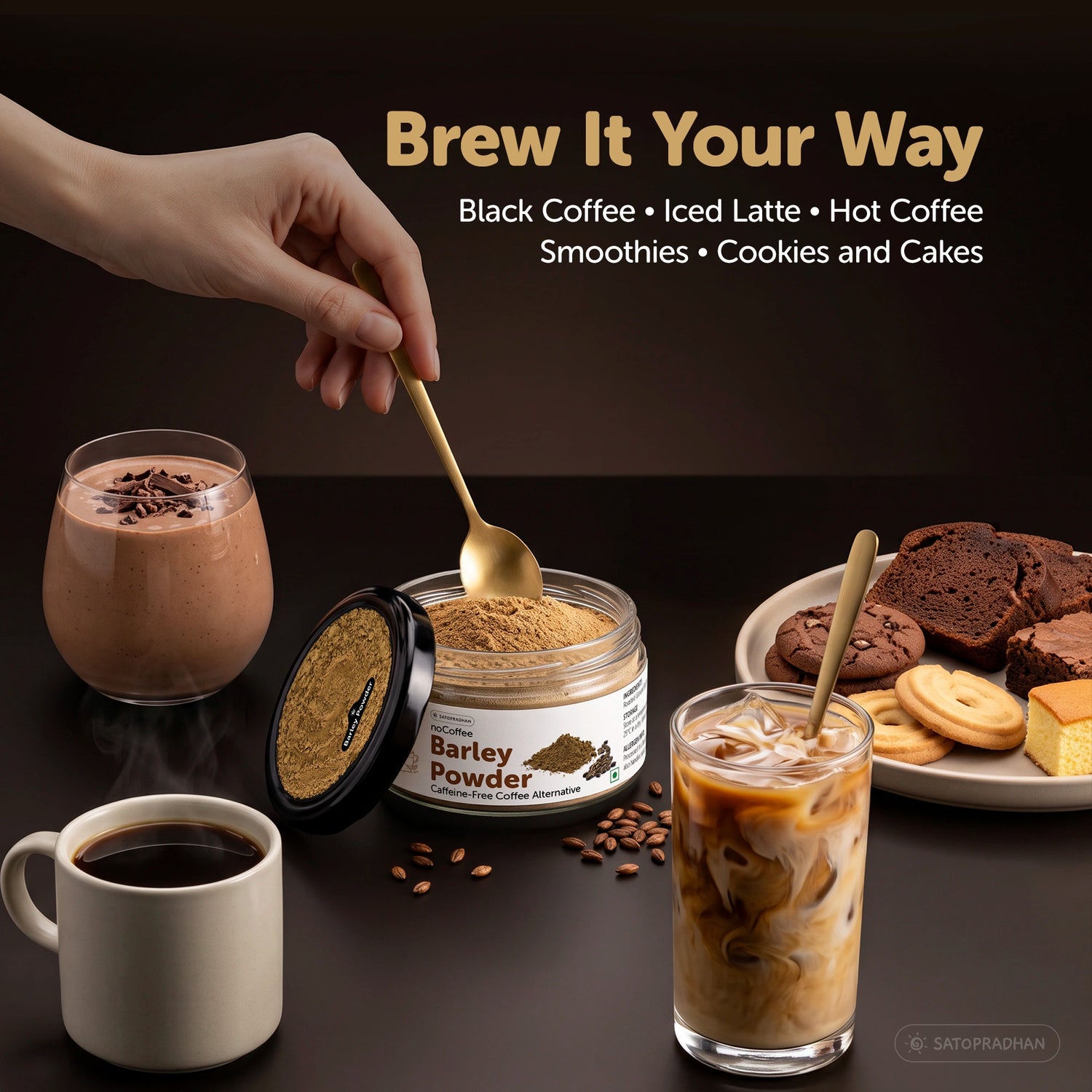 noCoffee Barley Powder  - Naturally Caffeine-Free Coffee Alternative - Roasted Nutty Wellness Drink