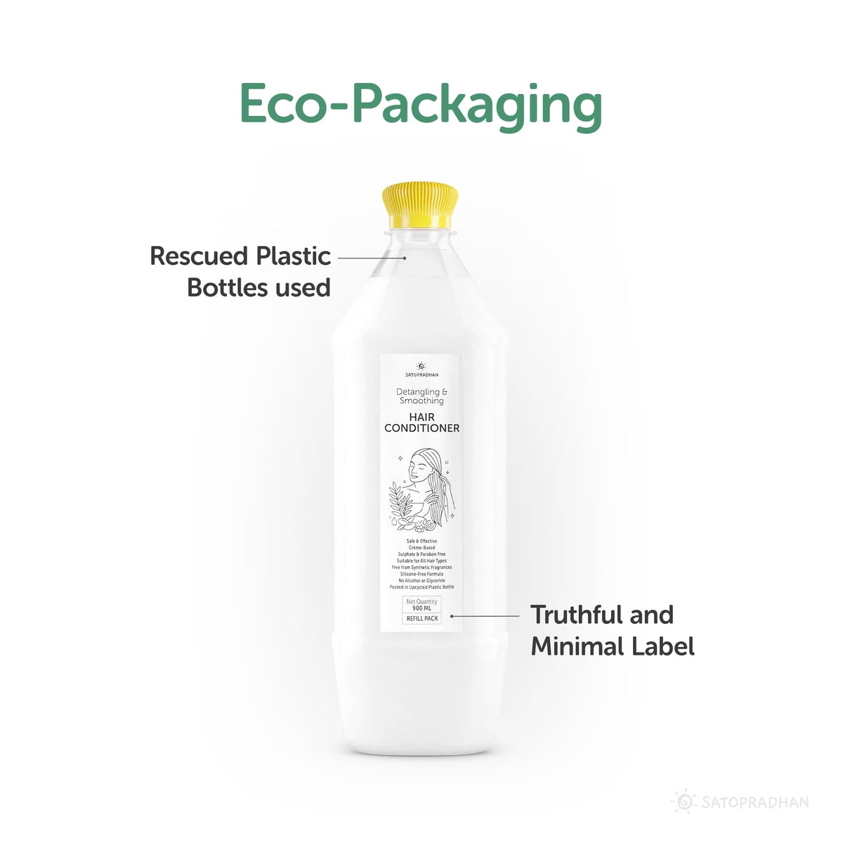 Moisturizing Hair Conditioner 200ml Glass Bottle / 900ml Refill in Upcycled Plastic Bottle  - Post Wash Hair Conditioner - Nourishes & Detangles Hair - Best for Dry & Damaged Hair