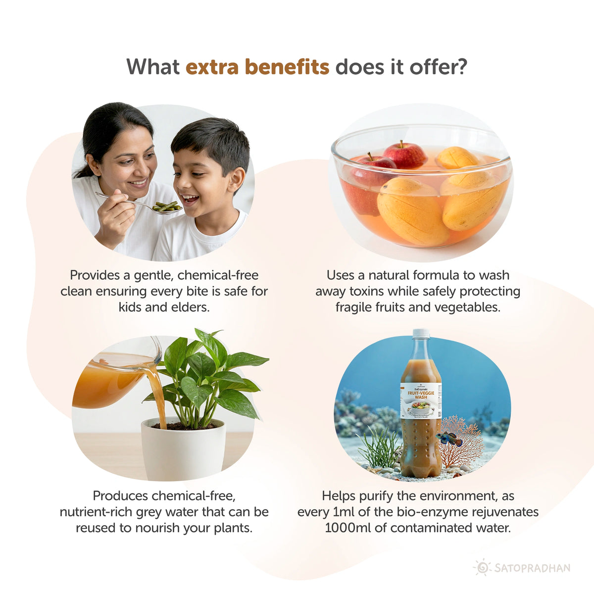 Natural Fruit & Vegetable Wash 750ml/1.9L - Bioenzyme Based Produce Cleaner - Chemical-Free Vegetable Wash Liquid Cleaner