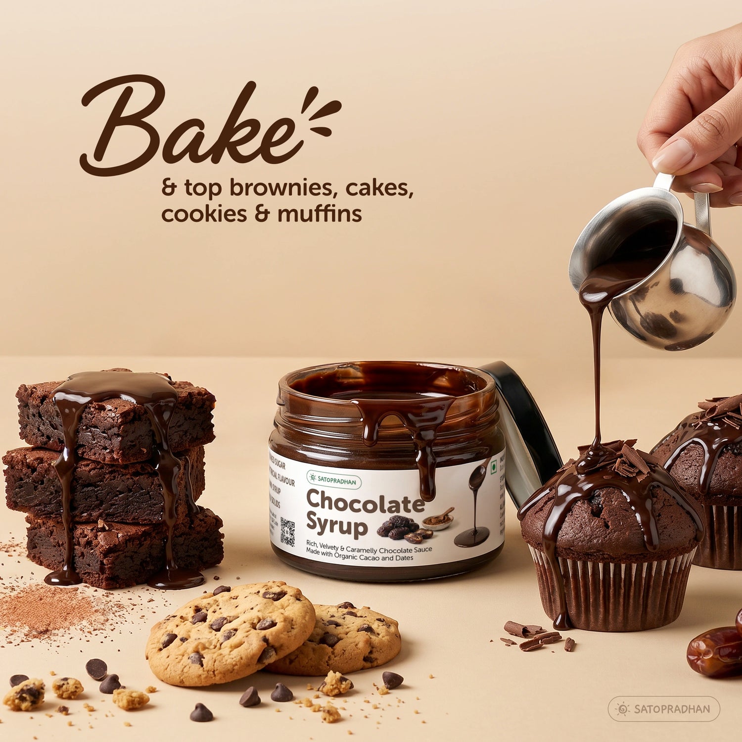 Organic Chocolate Syrup 200g | Date-Sweetened Chocolate Sauce with Real Cacao | No Refined Sugar, No Artificial Flavours