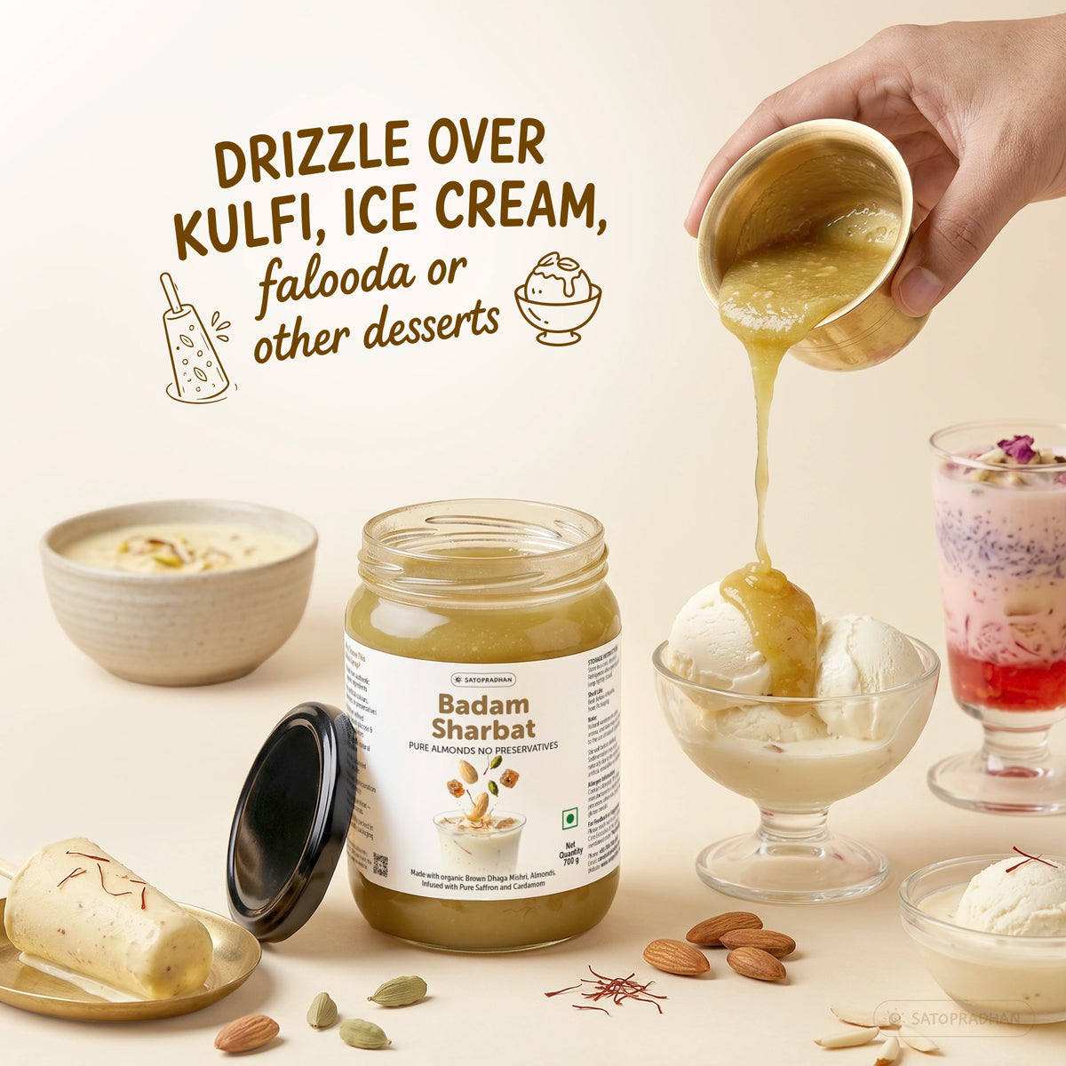 Drizzle over Kulfi - Usage of Badam Sharbat