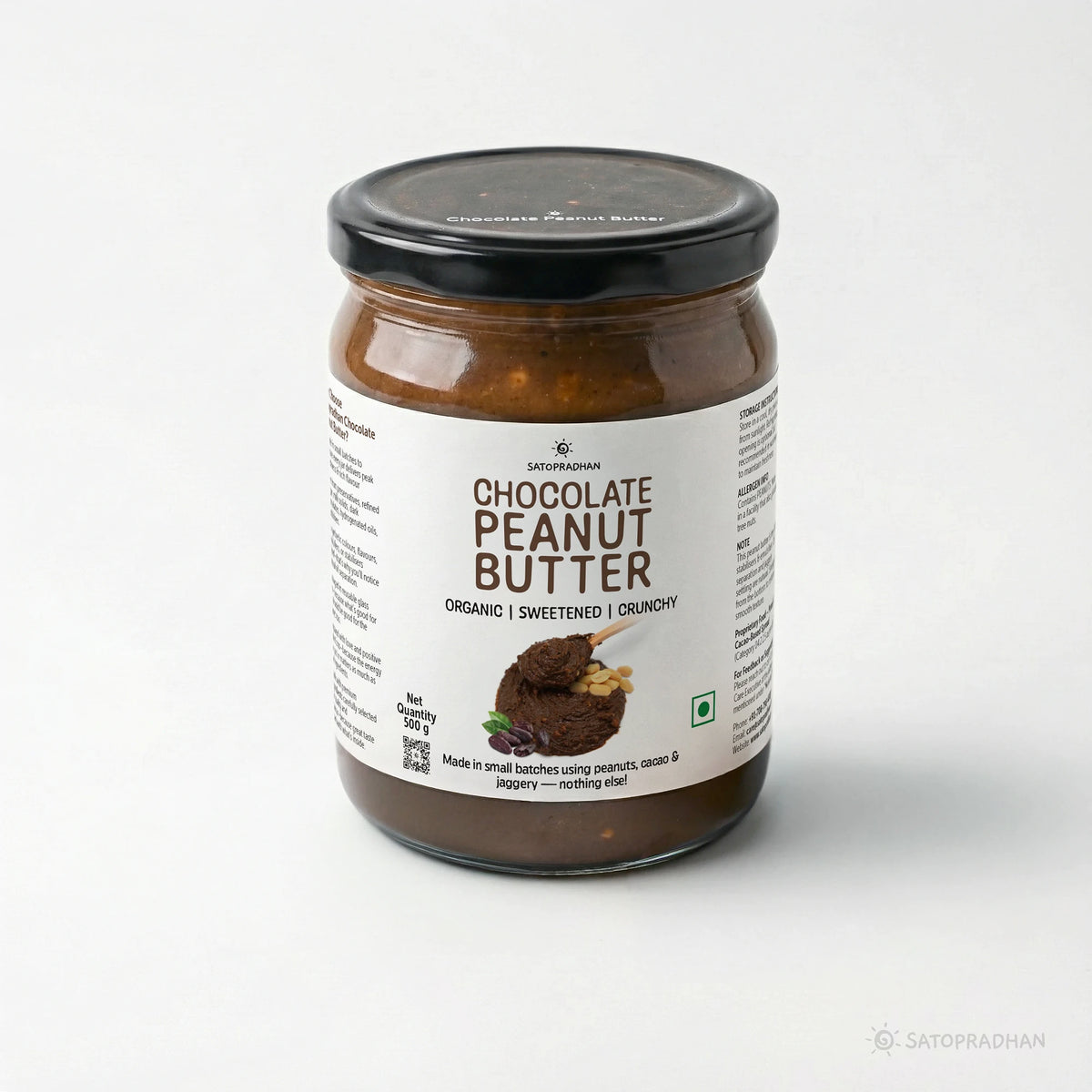 Chocolate Peanut Butter Crunchy 500g - Satopradhan Vegan, Pure & Organic Nut Butter