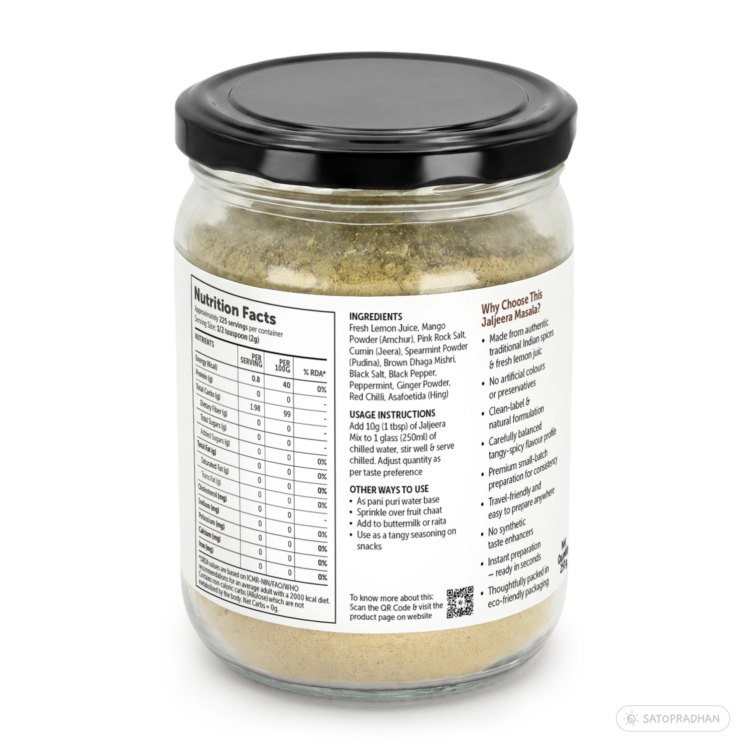 Organic Jaljeera Masala Powder 250g – Traditional Instant Digestive Summer Drink Mix