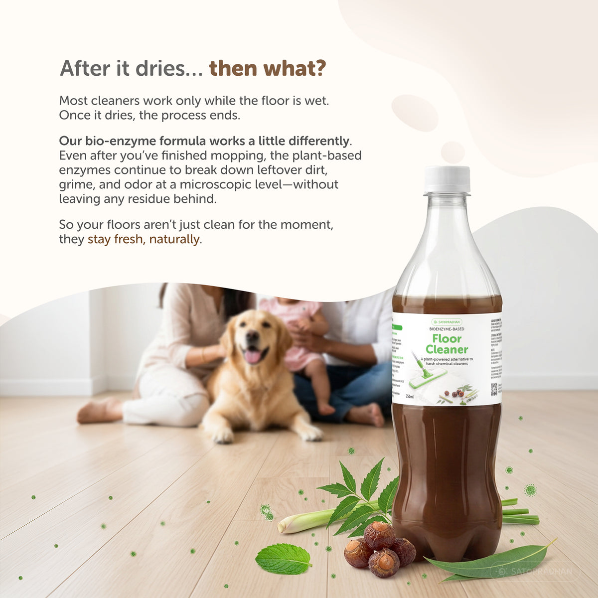 Eco Friendly Floor Cleaner 750ml & 1.9L - Herbal Bio Enzyme Floor Cleaner - Organic, Non-Toxic & Pet-Friendly - Eco Floor Cleaner - Plant-Based Surface Cleaner