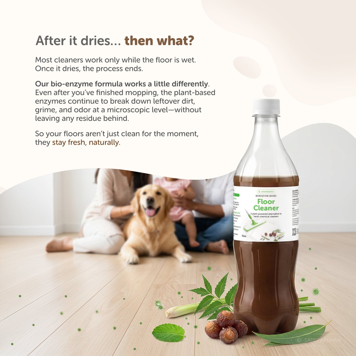 Eco Friendly Floor Cleaner 750ml & 1.9L - Herbal Bio Enzyme Floor Cleaner - Organic, Non-Toxic & Pet-Friendly - Eco Floor Cleaner - Plant-Based Surface Cleaner