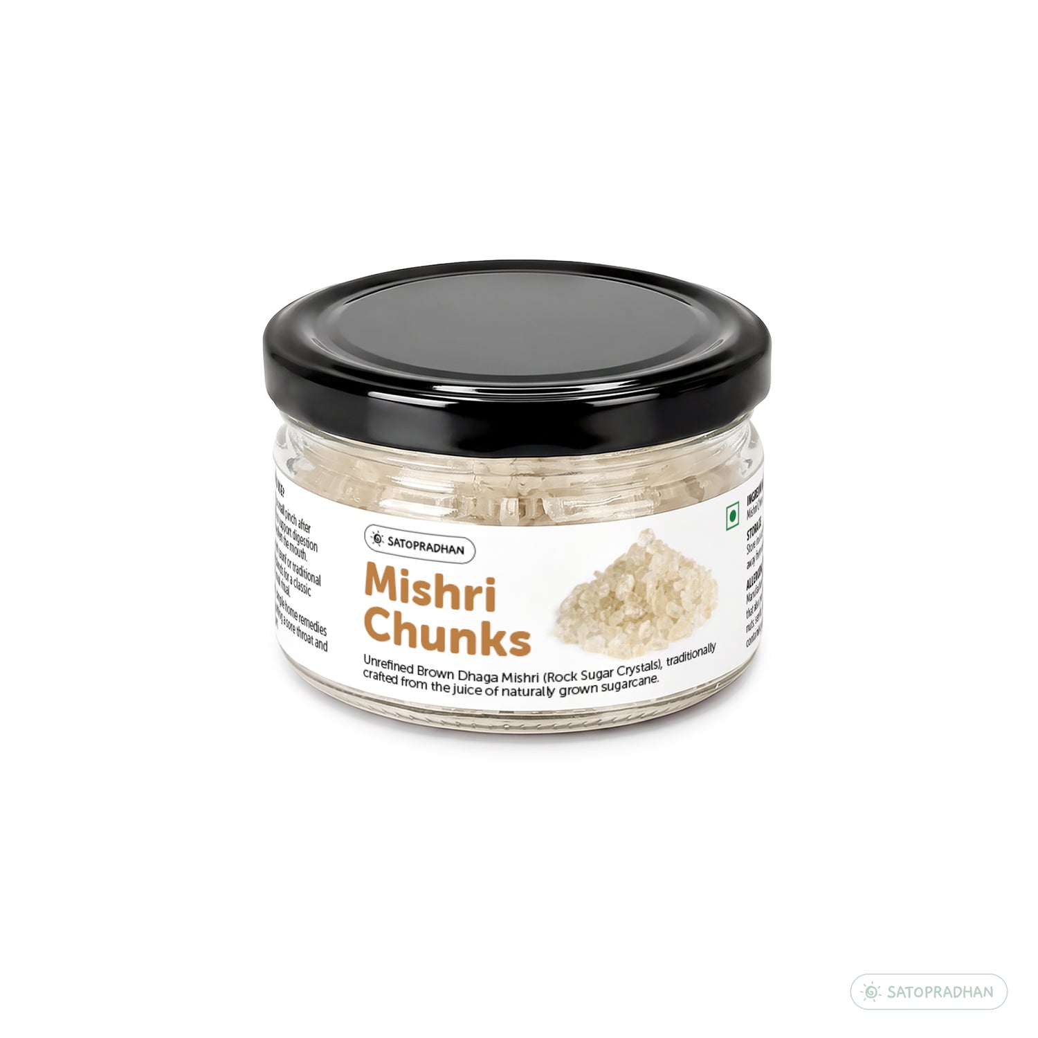 Brown Dhaga Mishri Chunks 150g – Rock Sugar Crystals - Unrefined, Chemical-Free Sweetener