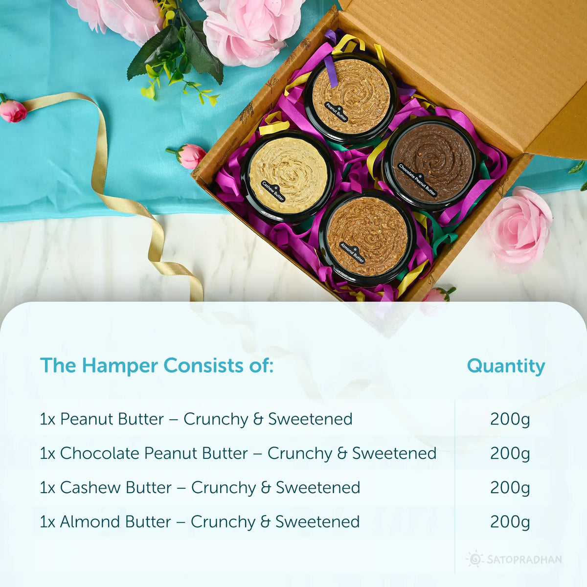 Natural Nut Butter Gift Hamper –  Healthy Assorted Nut Spreads - Set of 4 – Organic, Vegan, Gluten-Free, No Added Sugar, Natural Gift Set