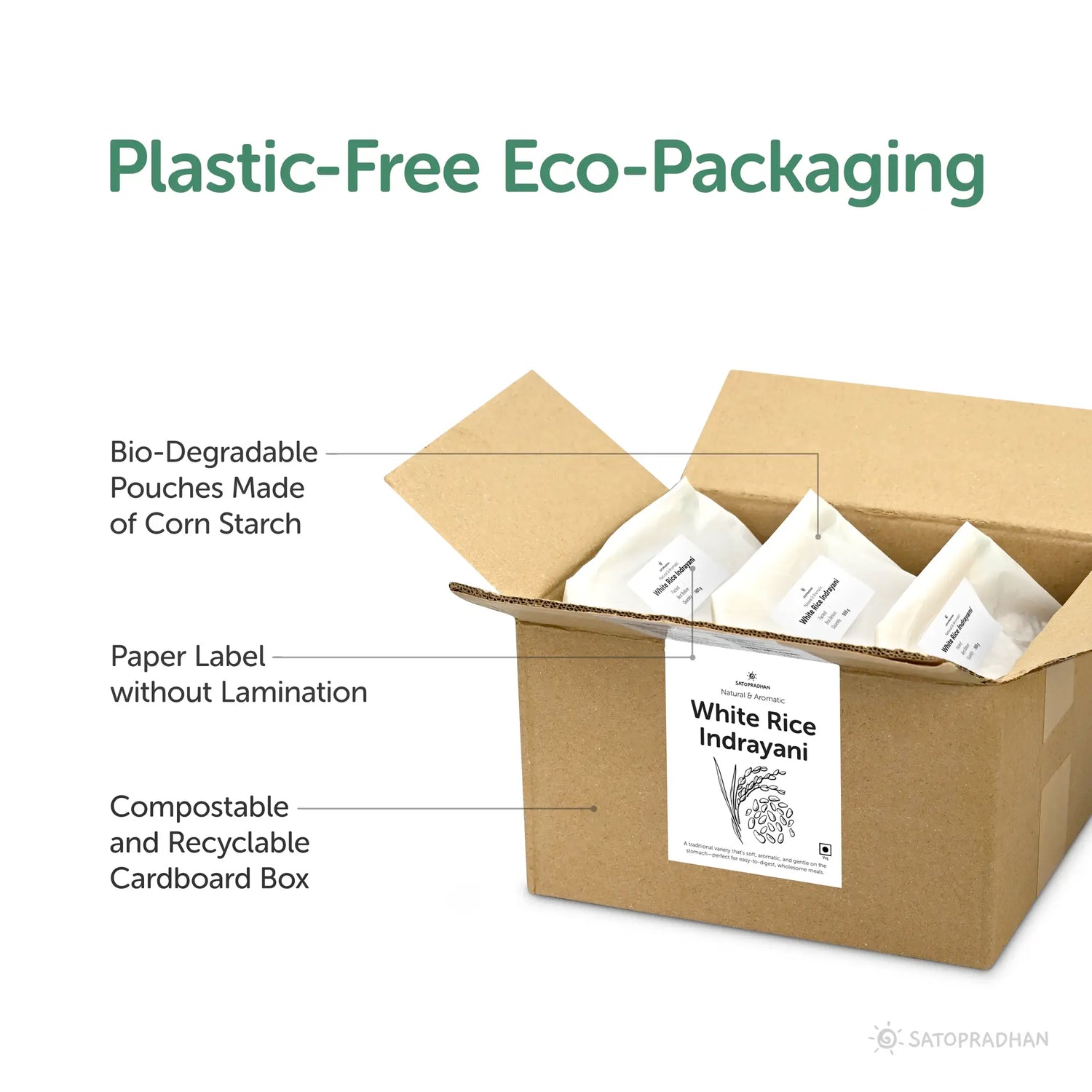 White Rice Indrayani – Choose from 800g or 4.5kg – Organic, Natural & Aromatic - Light & Easy-to-Digest Polished Short-Grain White Rice