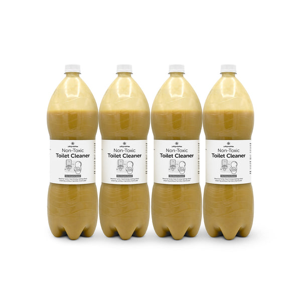 Non-Toxic Toilet Cleaner | Eco-Friendly Toilet Bowl Cleaner - Bundle of 4 Upcycled Plastic Bottles (1.9 L Each) | Value Pack | Family Pack | 100% Organic | Pet Friendly & Child Safe | Cost Effective