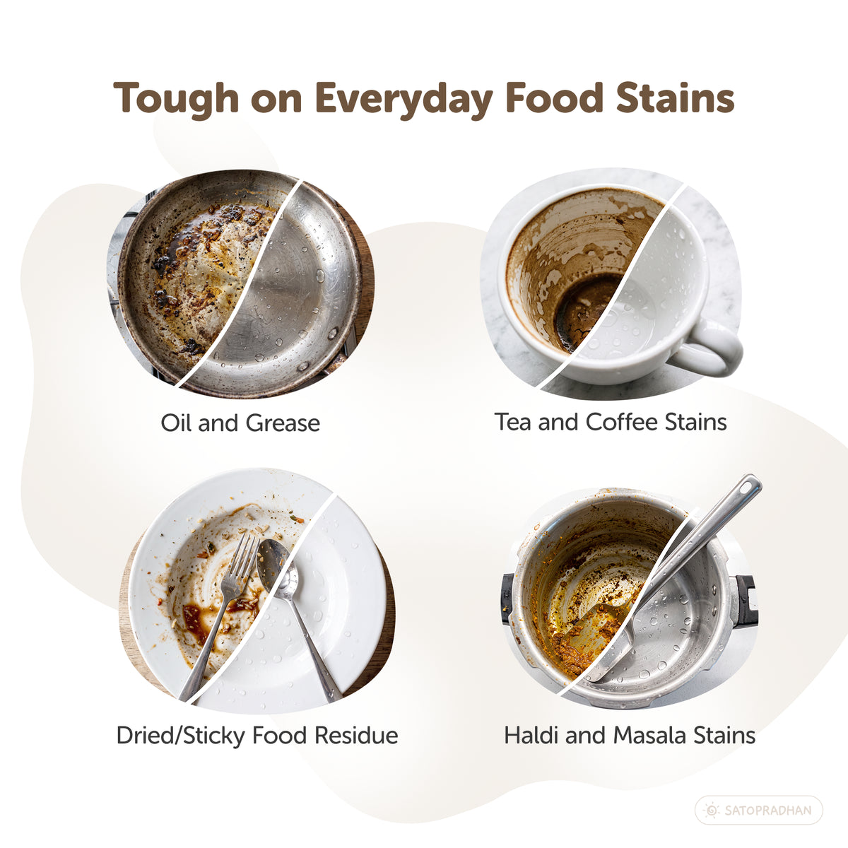 Bio-enzyme dishwash liquid removing oil, grease, tea, coffee, haldi and masala stains from utensils