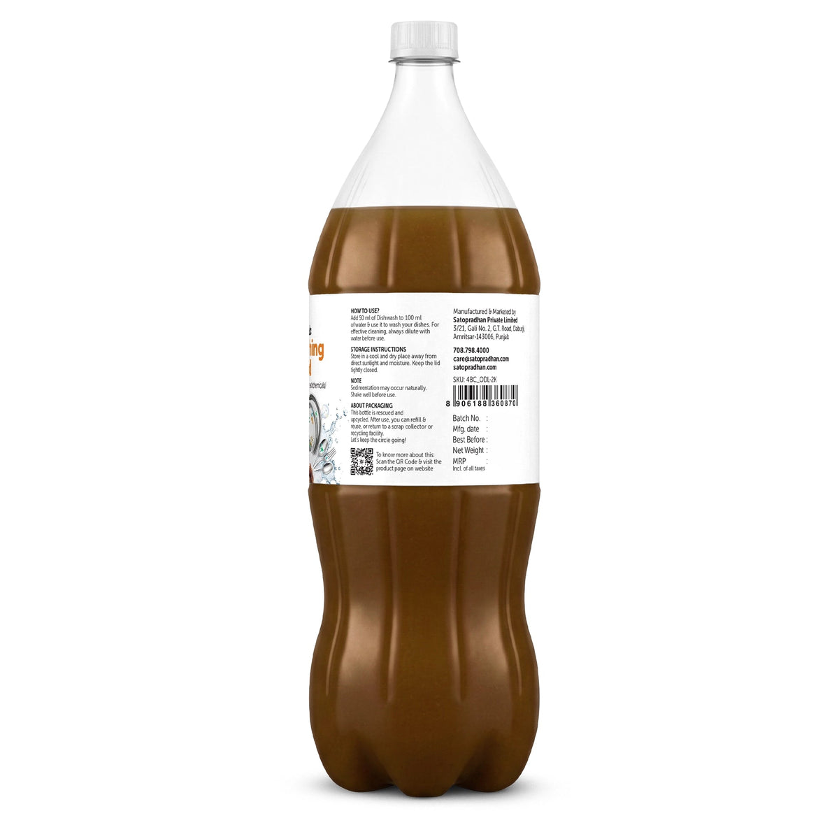 Bio Enzyme Dishwashing Liquid 750ml/1.9L - Natural & Non-Toxic - Safe for Baby Bottles - Satopradhan