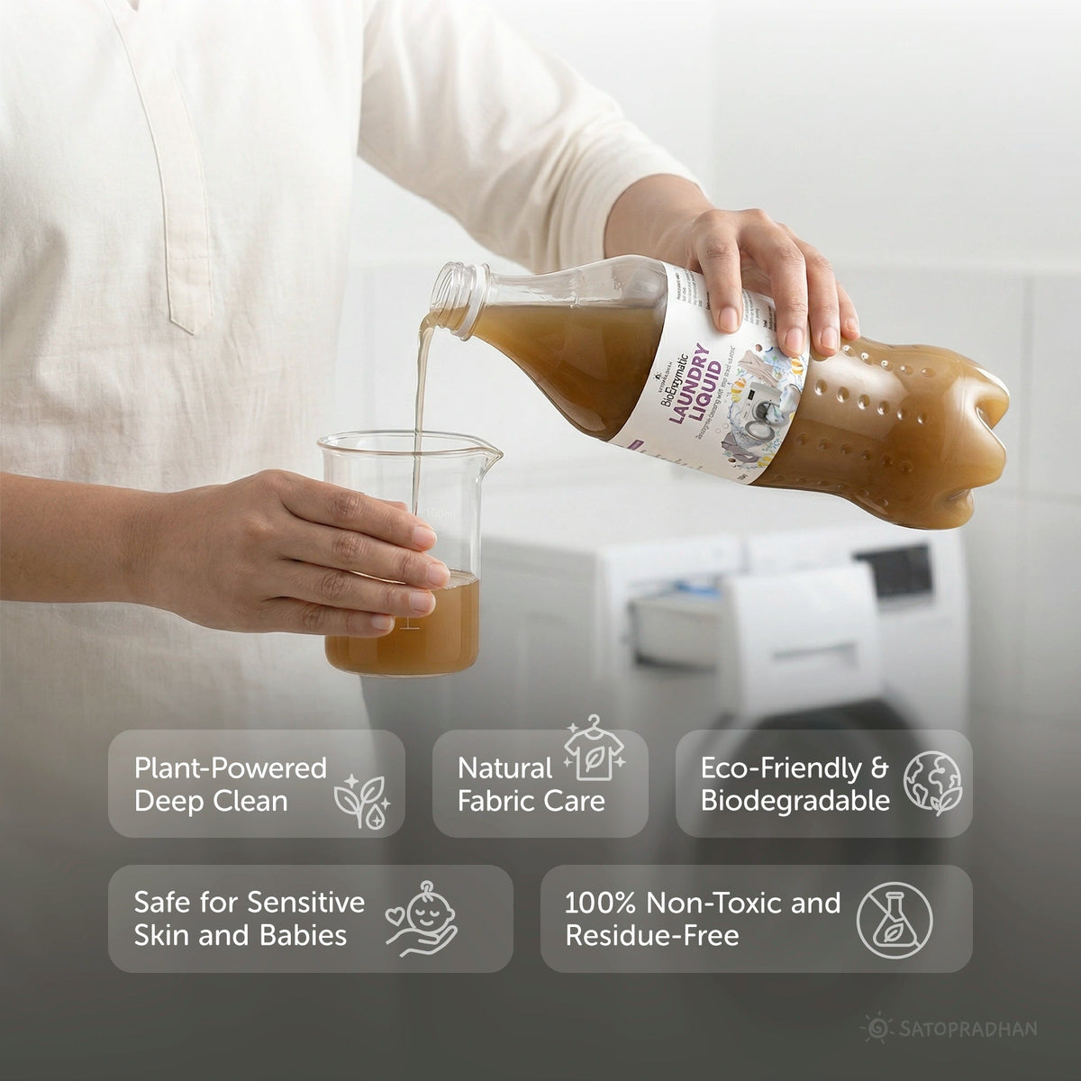 Bioenzyme Laundry Detergent Liquid 750ml/1.9L – Natural, Plant-Based & Eco-Friendly - Satopradhan