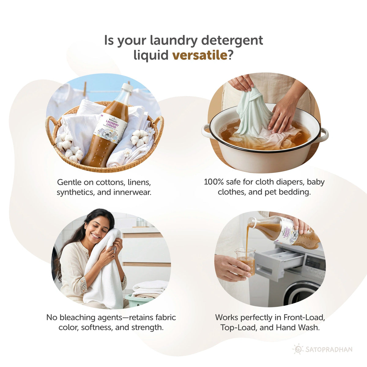 Bioenzyme Laundry Detergent Liquid 750ml/1.9L – Natural, Plant-Based & Eco-Friendly - Satopradhan