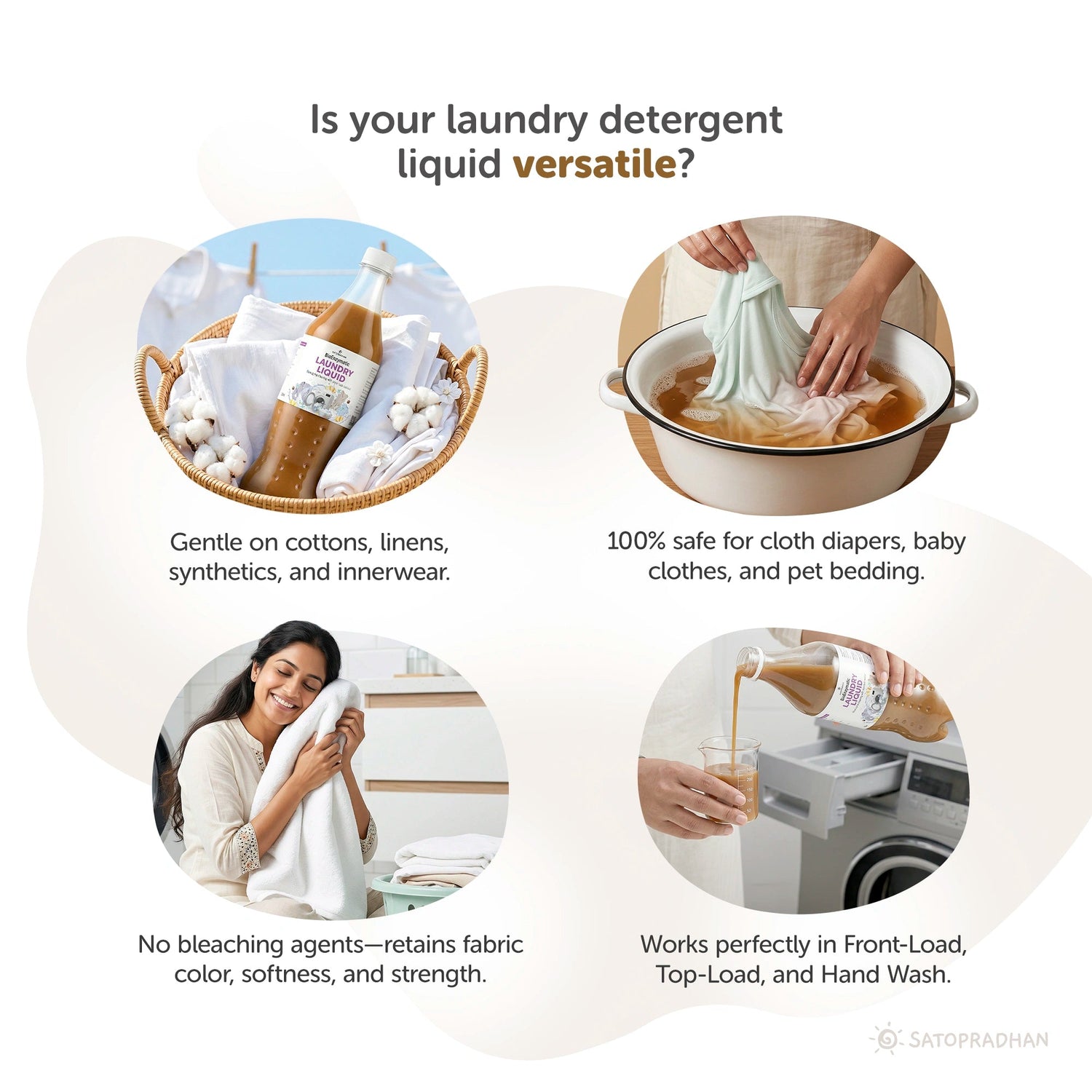 Bioenzyme Laundry Detergent Liquid 750ml/1.9L – Natural, Plant-Based & Eco-Friendly - Satopradhan