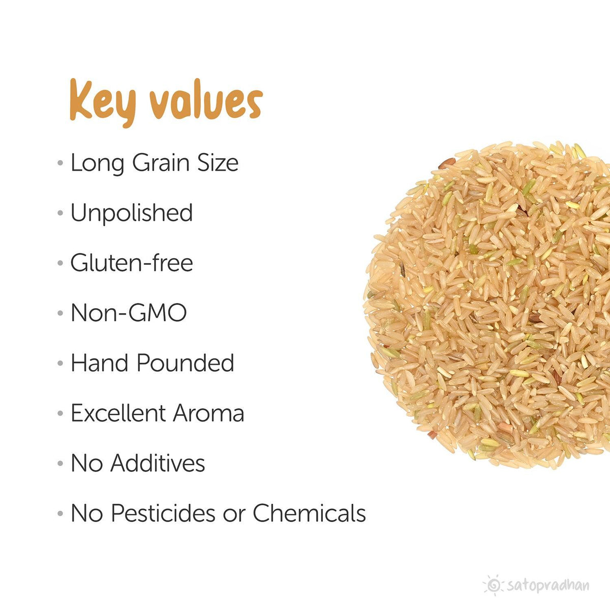 Brown Rice Indrayani 800g/4.8kg - Organic Purely Natural, Unpolished & Hand Pounded Sticky Rice | Ideal for preparing Khichdi, Dosa, Cheela & Porridge - Satopradhan