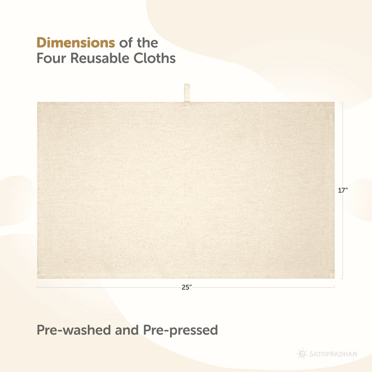 Casserole Roti Wrap Cloth - Set of 4 - Unbleached, Undyed & Breathable - Roti Cloth for Casserole - Satopradhan