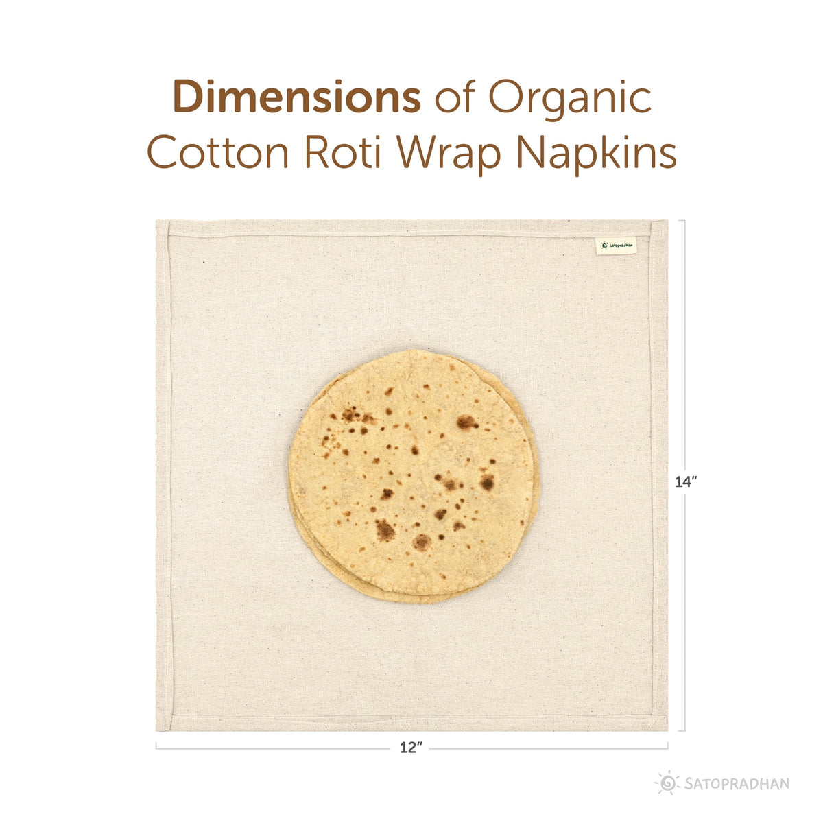Chapati/Roti Wrap Cloth - Set of 6 Organic Cotton Roti Cover Rumals for Tiffin 12”x14” - Reusable Food Wrap - GOTS Certified Organic Cotton - Chapati Wrapping Cloth - Chapati Warmer Cloth - Cloth for Keeping Rotis - Satopradhan