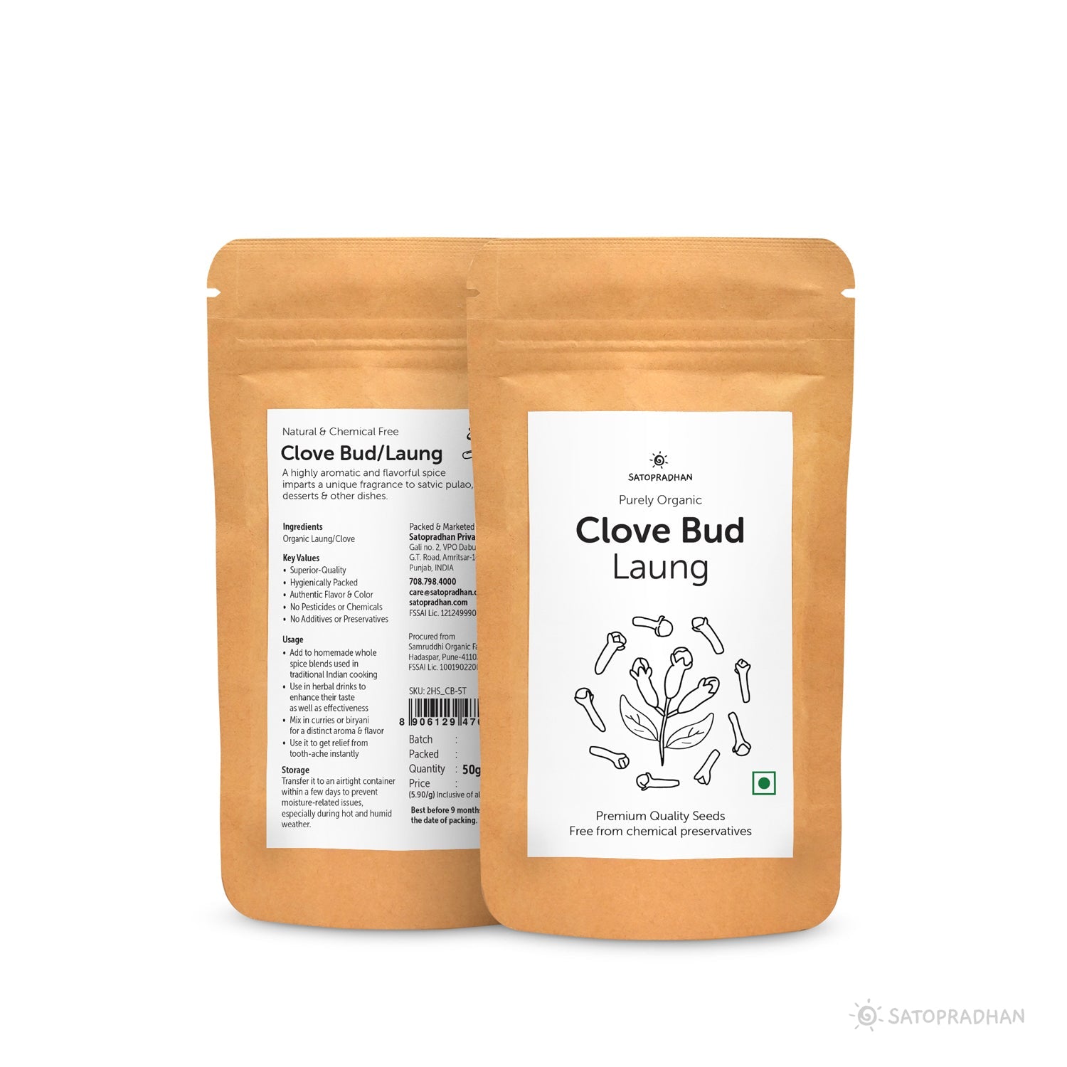 Clove Bud - Laung 50g - Organic & Premium Quality Seeds without Additives - Satopradhan