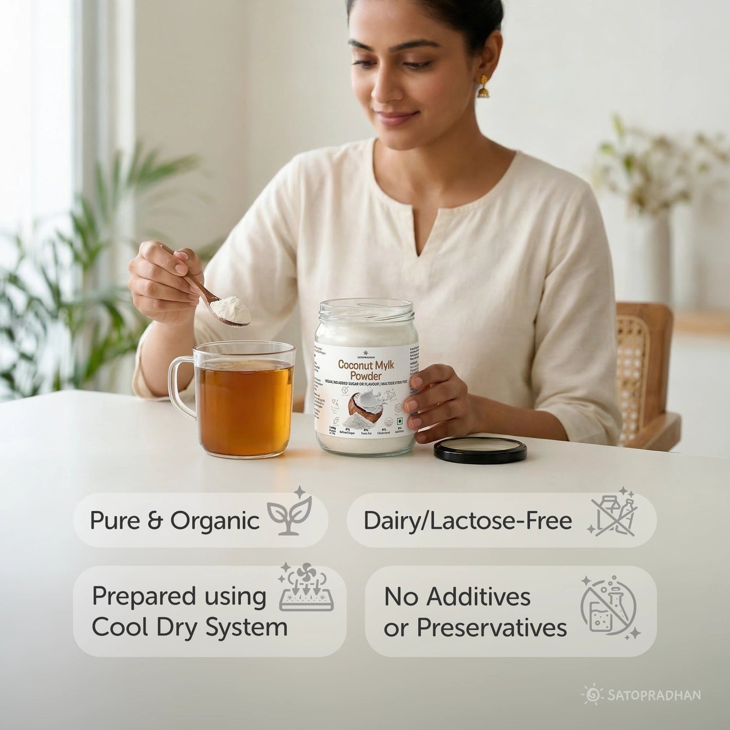 Coconut Mylk Powder 200g - Plant-Based & Pure | No Added Sugar or Flavour | Maltodextrin-Free - Satopradhan