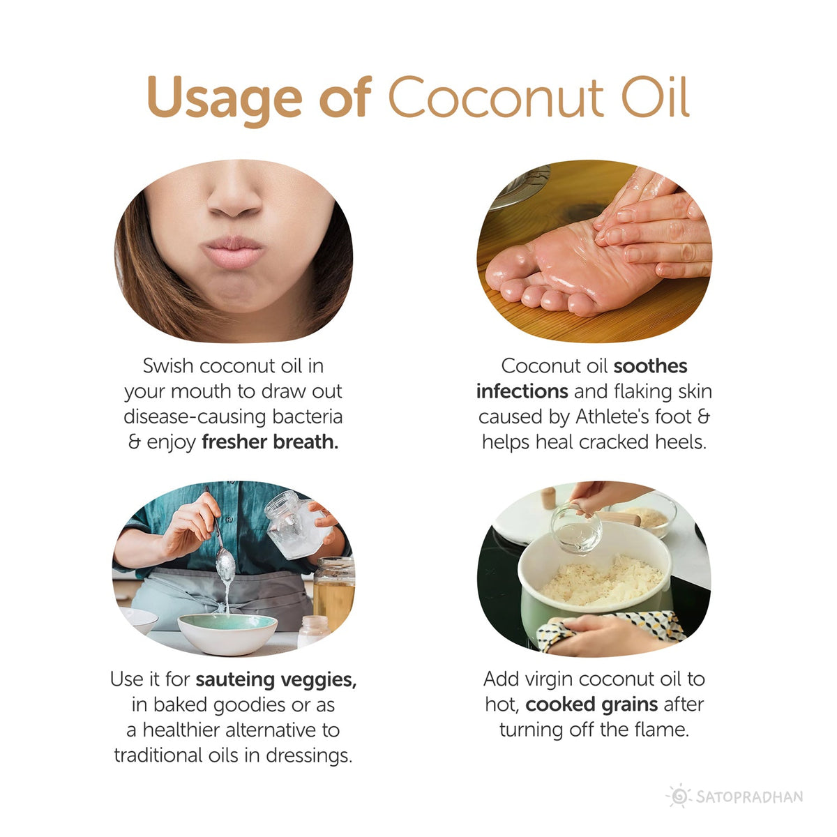 Coconut Oil - Wooden Cold-pressed- Choose from 1000ml or 500ml Multipurpose Oil Without Chemicals in a Reusable Glass Bottle (Kachi Ghani) - Satopradhan