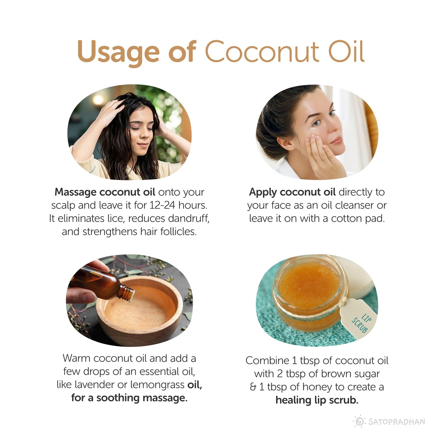 Coconut Oil - Wooden Cold-pressed- Choose from 1000ml or 500ml Multipurpose Oil Without Chemicals in a Reusable Glass Bottle (Kachi Ghani) - Satopradhan