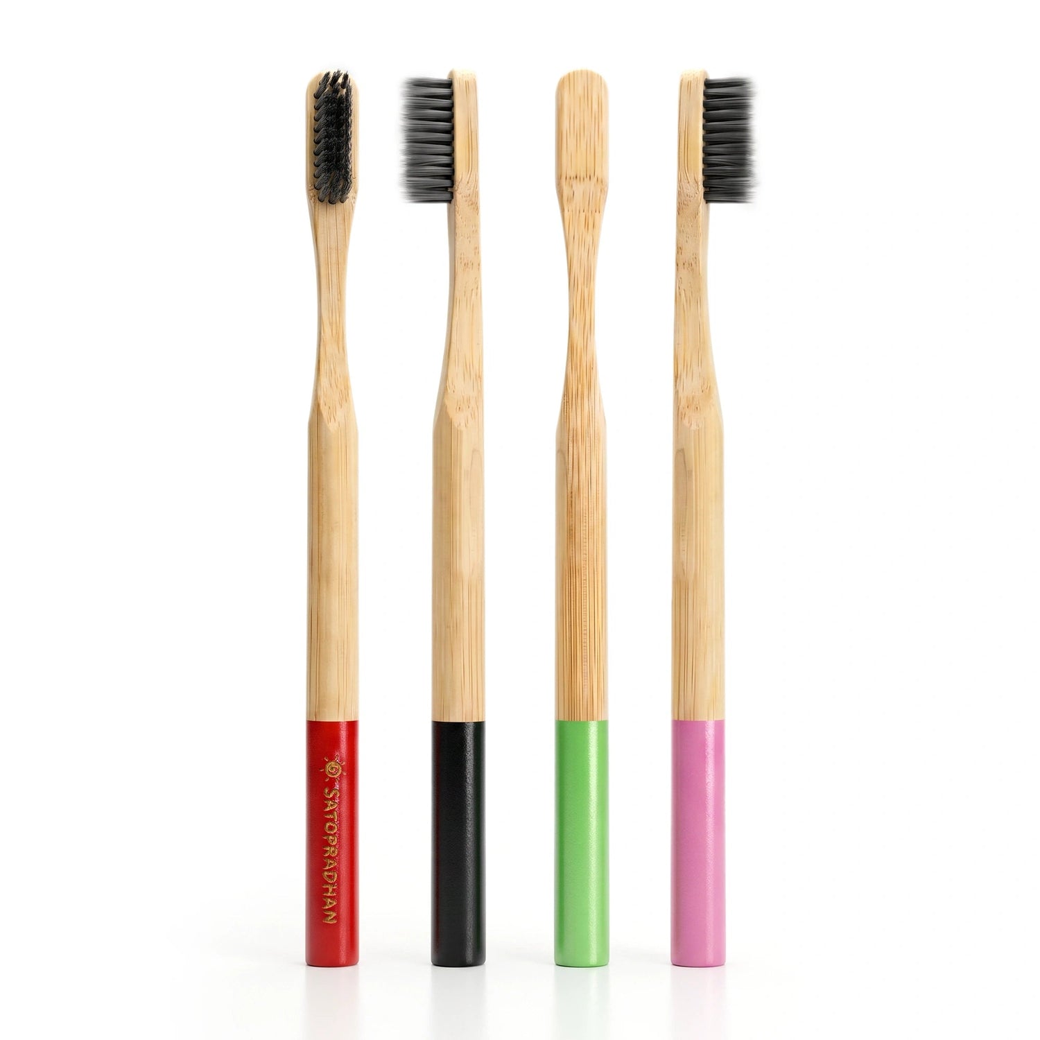 Eco-Friendly Bamboo Toothbrushes - Set of 4 - BPA-Free - Soft Bristles - Satopradhan