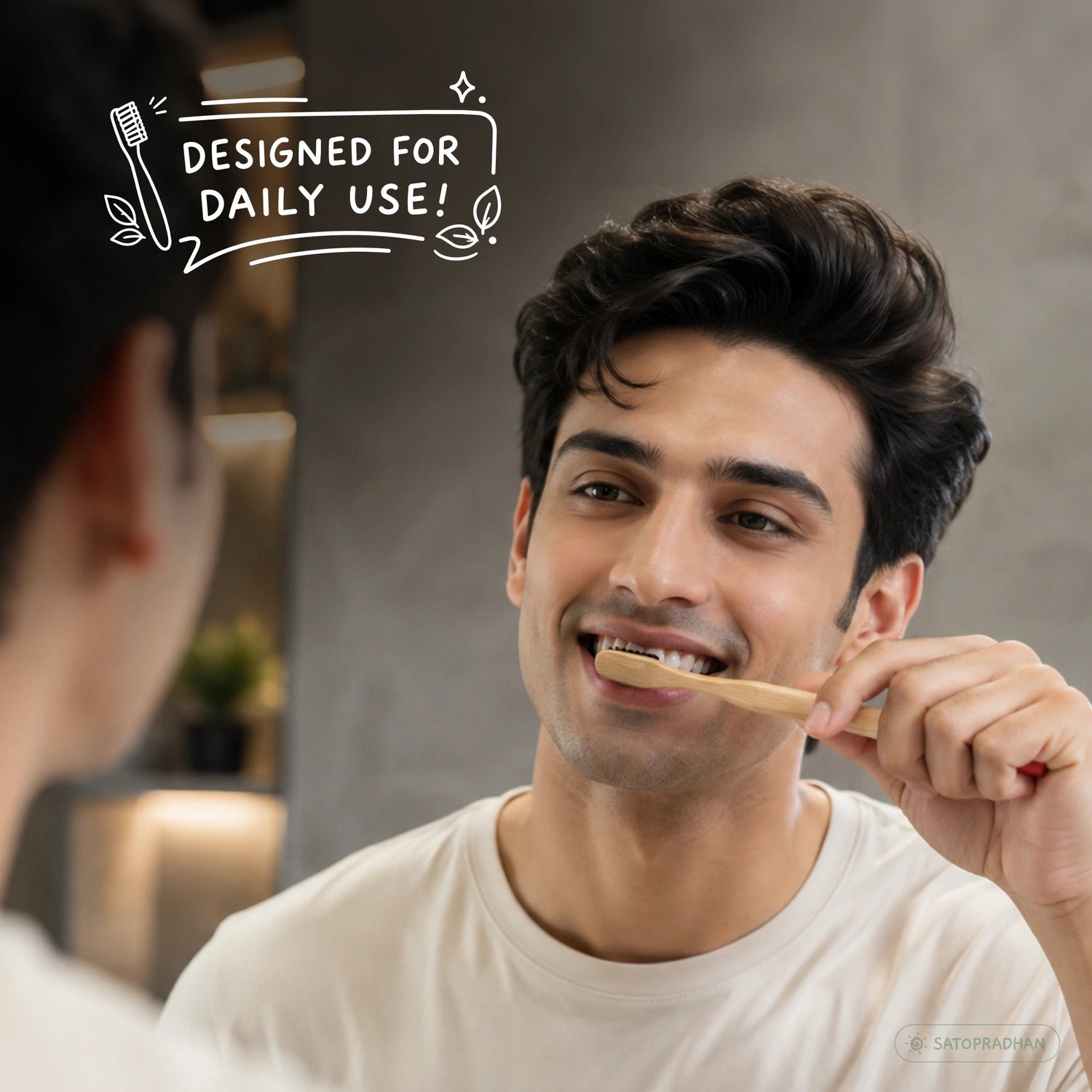 Eco-Friendly Bamboo Toothbrushes - Set of 4 - BPA-Free - Soft Bristles - Satopradhan