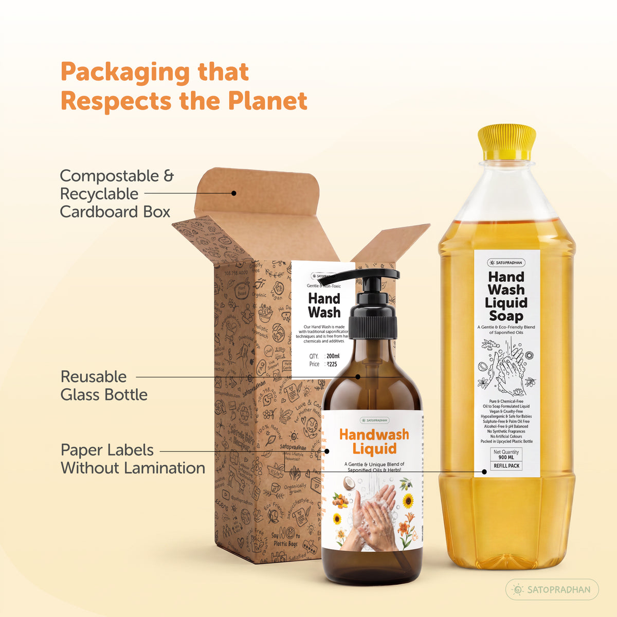 Natural Liquid Hand Wash 200ml / 900ml Refill | Non-Toxic Turmeric Hand Wash