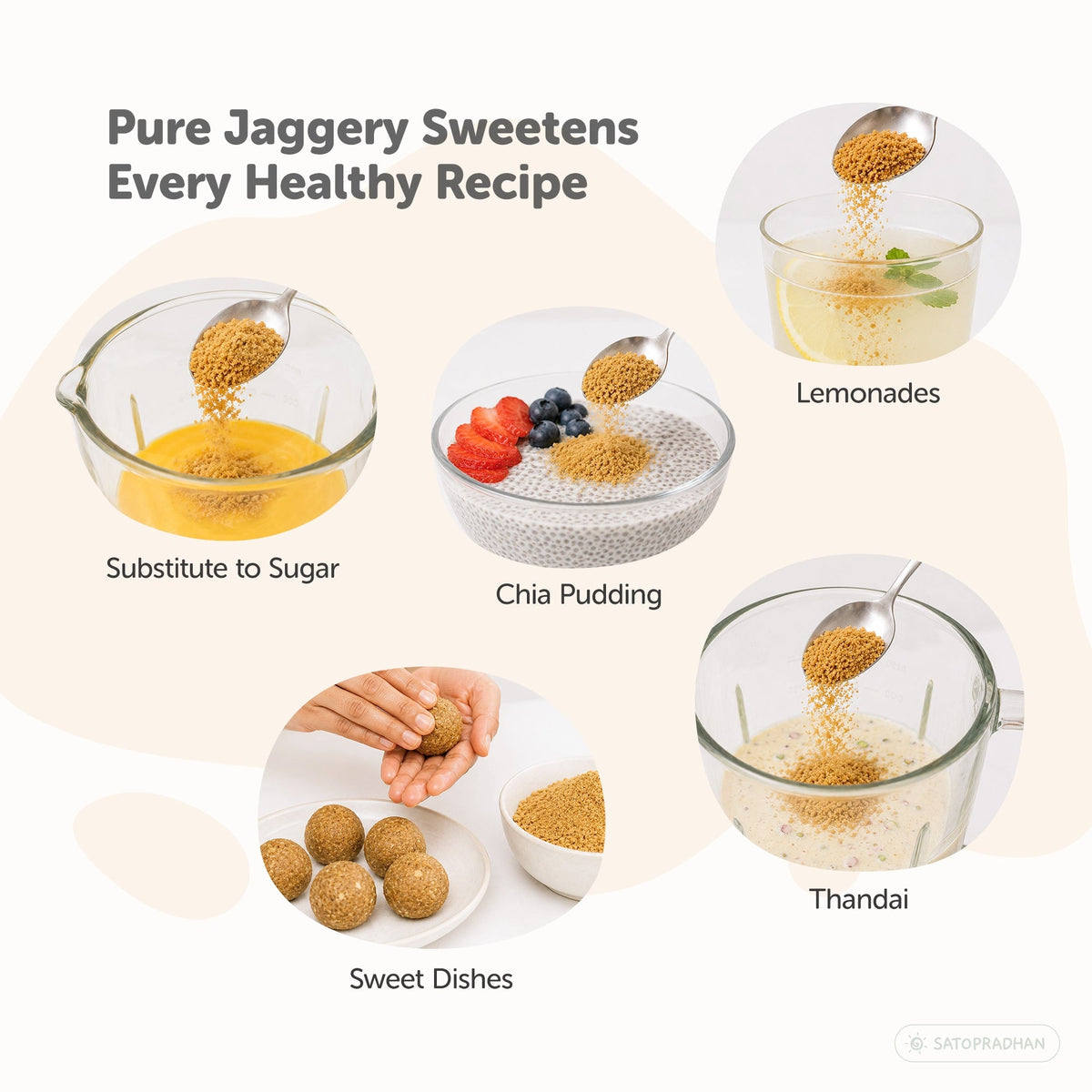 Jaggery Powder- Organic, Natural & Chemical-Free Desi Shakkar- Choose from 800g or 4.8kg - A Pure & Healthier Sugar Alternative - Dark Brown with Pleasant Flavour - Satopradhan