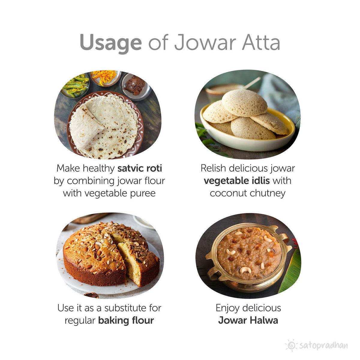 Jowar Atta - Sorghum Flour 800g - Traditionally Stone-Ground - Organic, Wholesome & Gluten-free - Superior Quality & Without Additives - Satopradhan