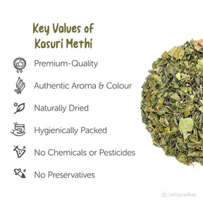 Kasuri Methi - Fenugreek Leaves Dried 100g - Purely Natural & Organic herb without Adulteration-No Added Chemical Preservatives - Satopradhan