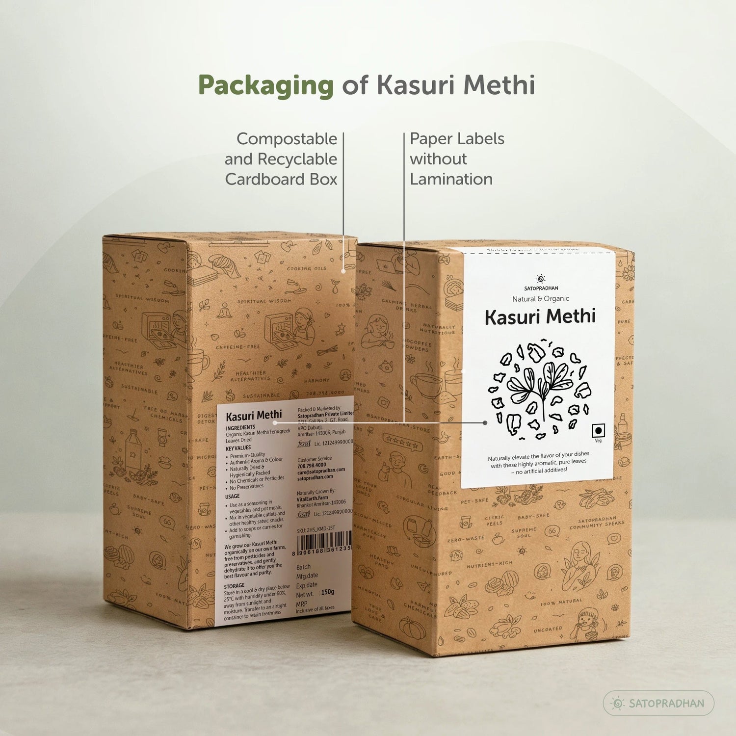 Kasuri Methi Leaves 150g - Dried Fenugreek Leaves - Purely Natural, Organic & Crushed - No Added Chemical Preservatives - Methi Dry Leaves - Satopradhan