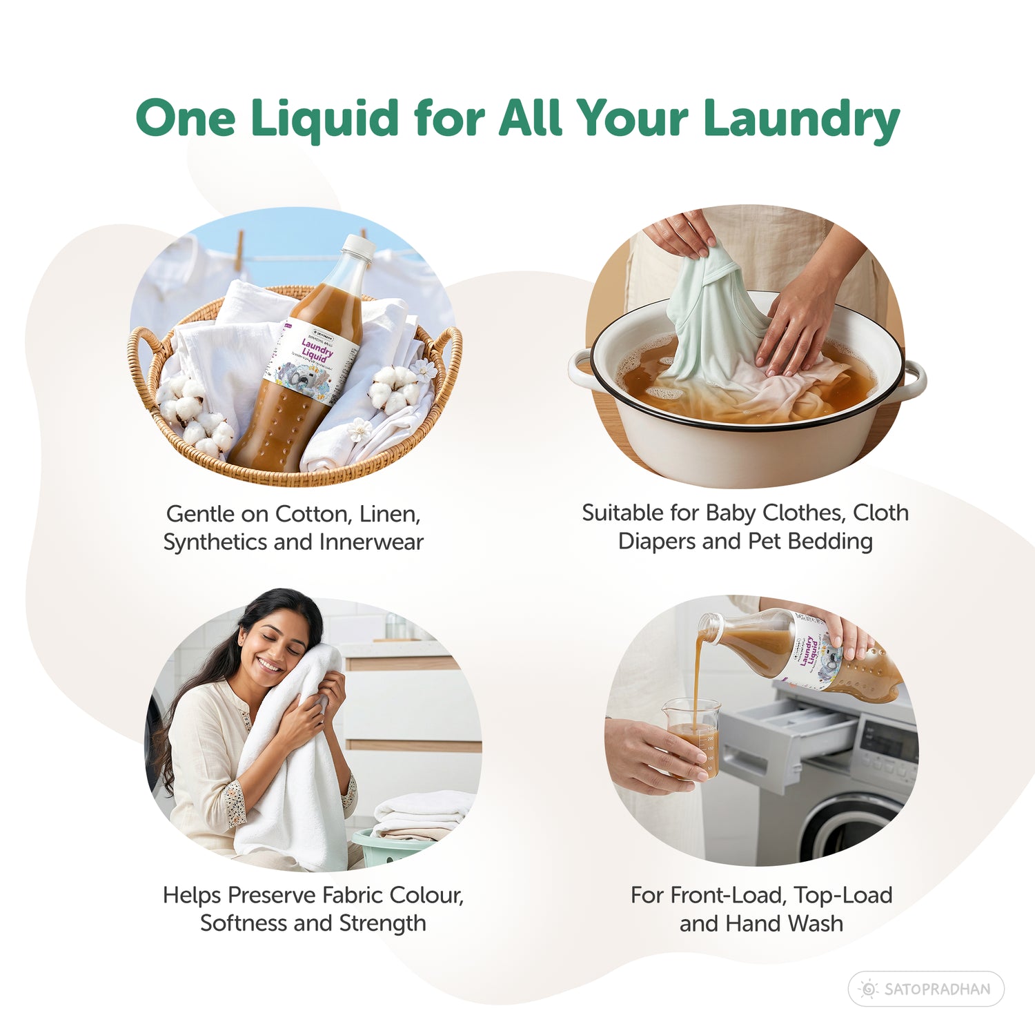Bioenzyme laundry liquid for baby clothes, innerwear, different fabrics, hand wash and washing machines
