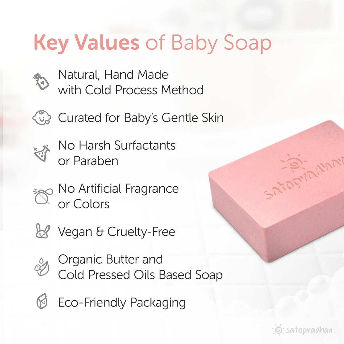 Moisturising Baby Soap for Sensitive Skin 120g | Handmade with Shea Butter & Kashmiri Lavender Oil | Cold Processed Organic Baby Soap Bar | Infant Soap | Lavender Soap - Satopradhan