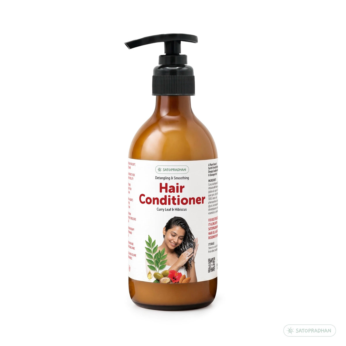 Moisturizing Hair Conditioner 200ml Glass Bottle / 900ml Refill in Upcycled Plastic Bottle - Post Wash Hair Conditioner - Nourishes & Detangles Hair - Best for Dry & Damaged Hair - Satopradhan