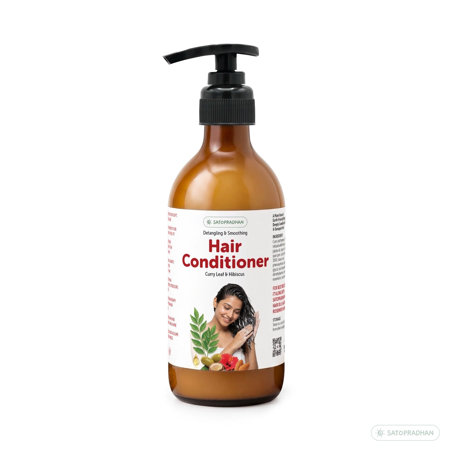 Moisturizing Hair Conditioner 200ml Glass Bottle / 900ml Refill in Upcycled Plastic Bottle - Post Wash Hair Conditioner - Nourishes & Detangles Hair - Best for Dry & Damaged Hair - Satopradhan