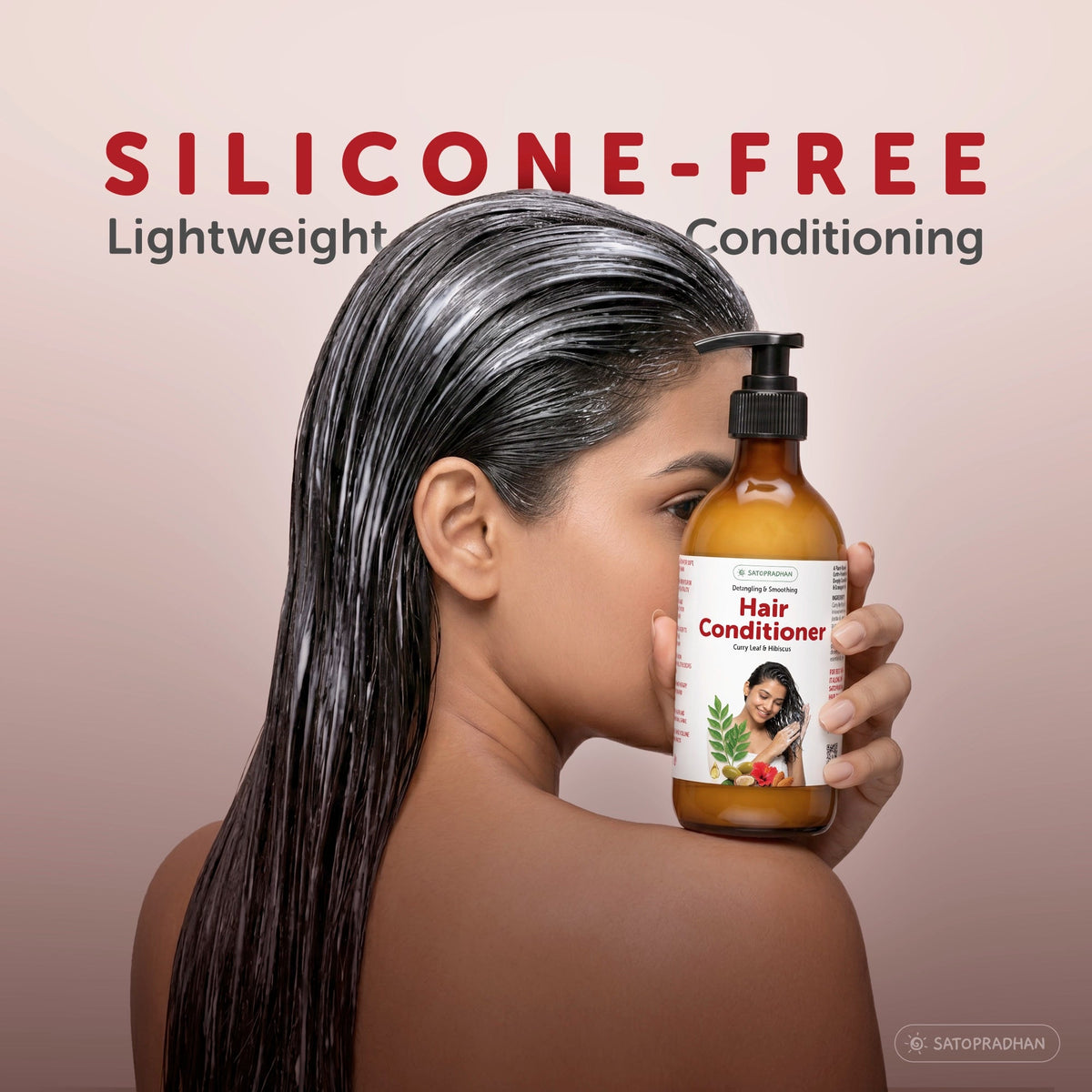 Moisturizing Hair Conditioner 200ml Glass Bottle / 900ml Refill in Upcycled Plastic Bottle - Post Wash Hair Conditioner - Nourishes & Detangles Hair - Best for Dry & Damaged Hair - Satopradhan