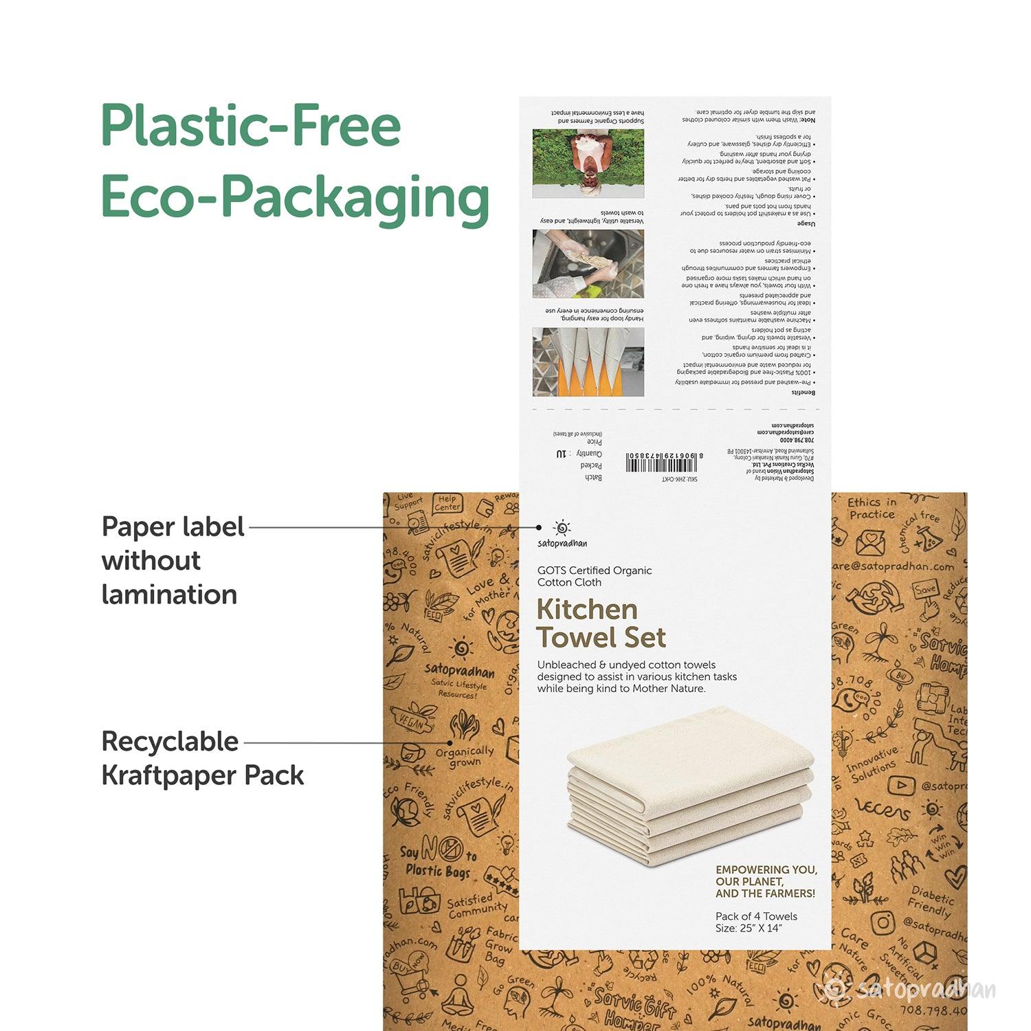 Kitchen towels are packed in compostable kraft pouch