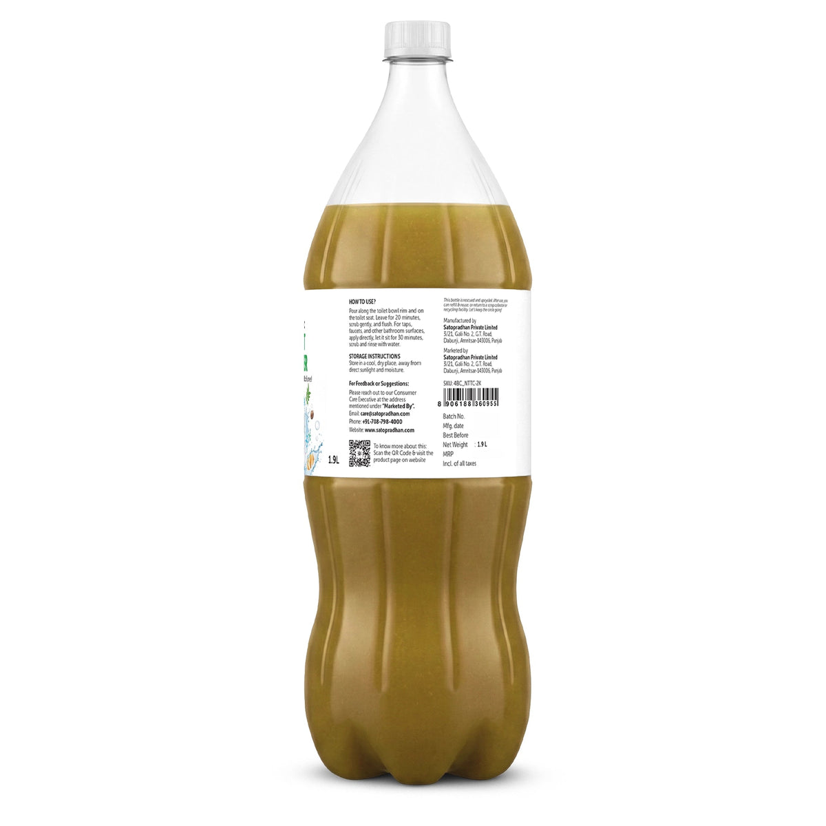 Natural Bioenzyme Toilet Cleaner 750ml/1.9L - Chemical-Free, Eco-Friendly & Septic-Safe Toilet Bowl Cleaner - Satopradhan