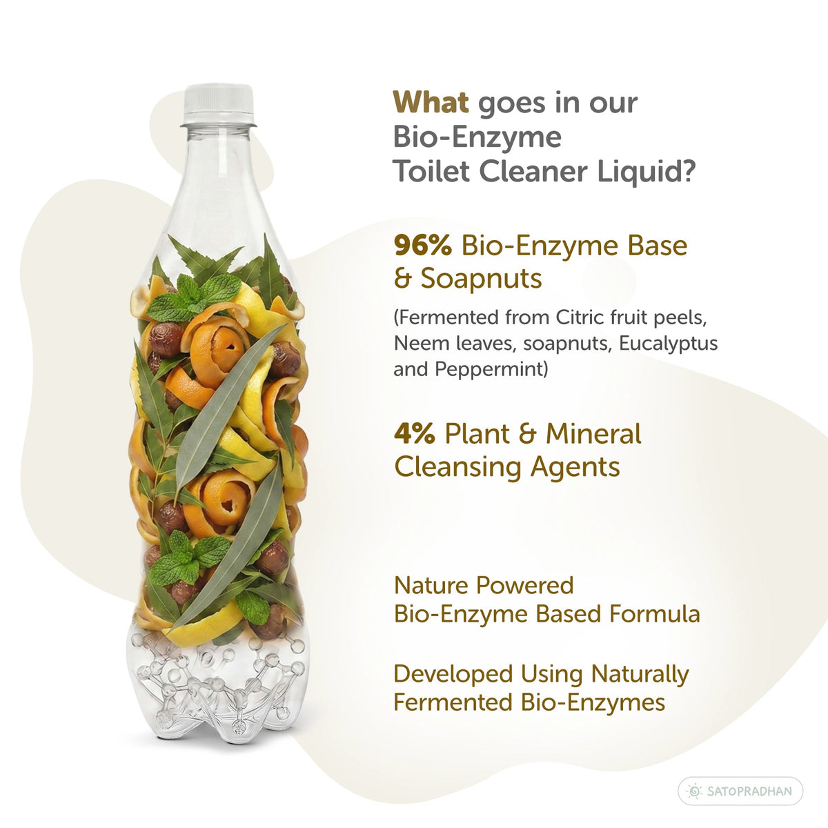 Natural Bioenzyme Toilet Cleaner 750ml/1.9L - Chemical-Free, Eco-Friendly & Septic-Safe Toilet Bowl Cleaner - Satopradhan