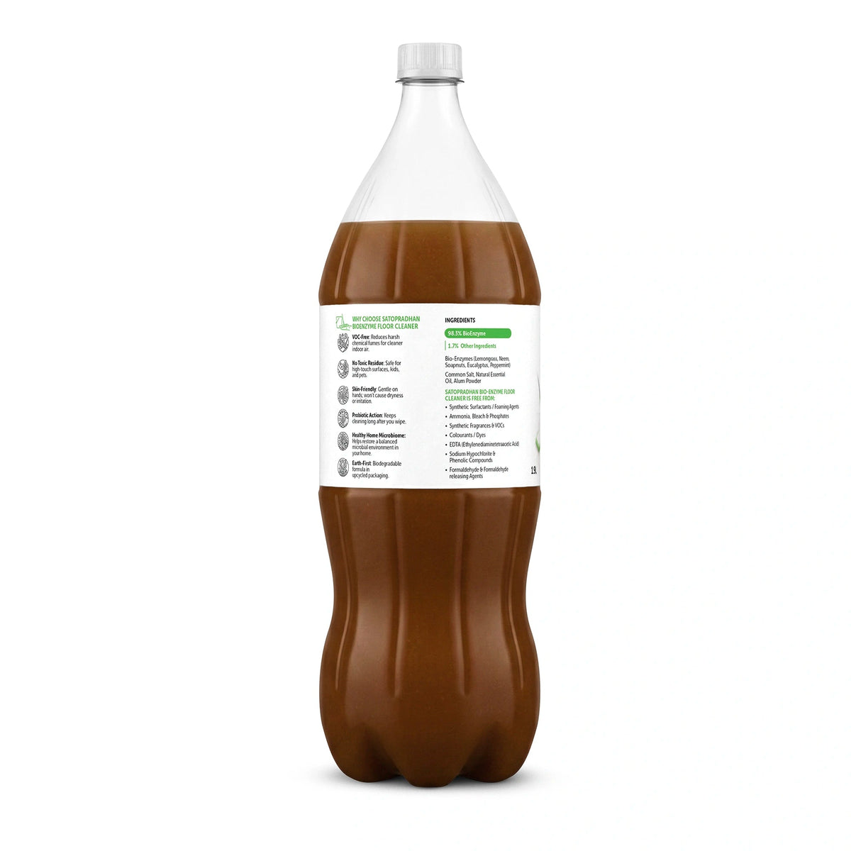 Natural Floor Cleaner Liquid 750ml/1.9L - Bio-Enzyme Based, Non-Toxic & Eco-Friendly - Safe for Kids & Pets - Floor Cleaner Concentrate - Satopradhan