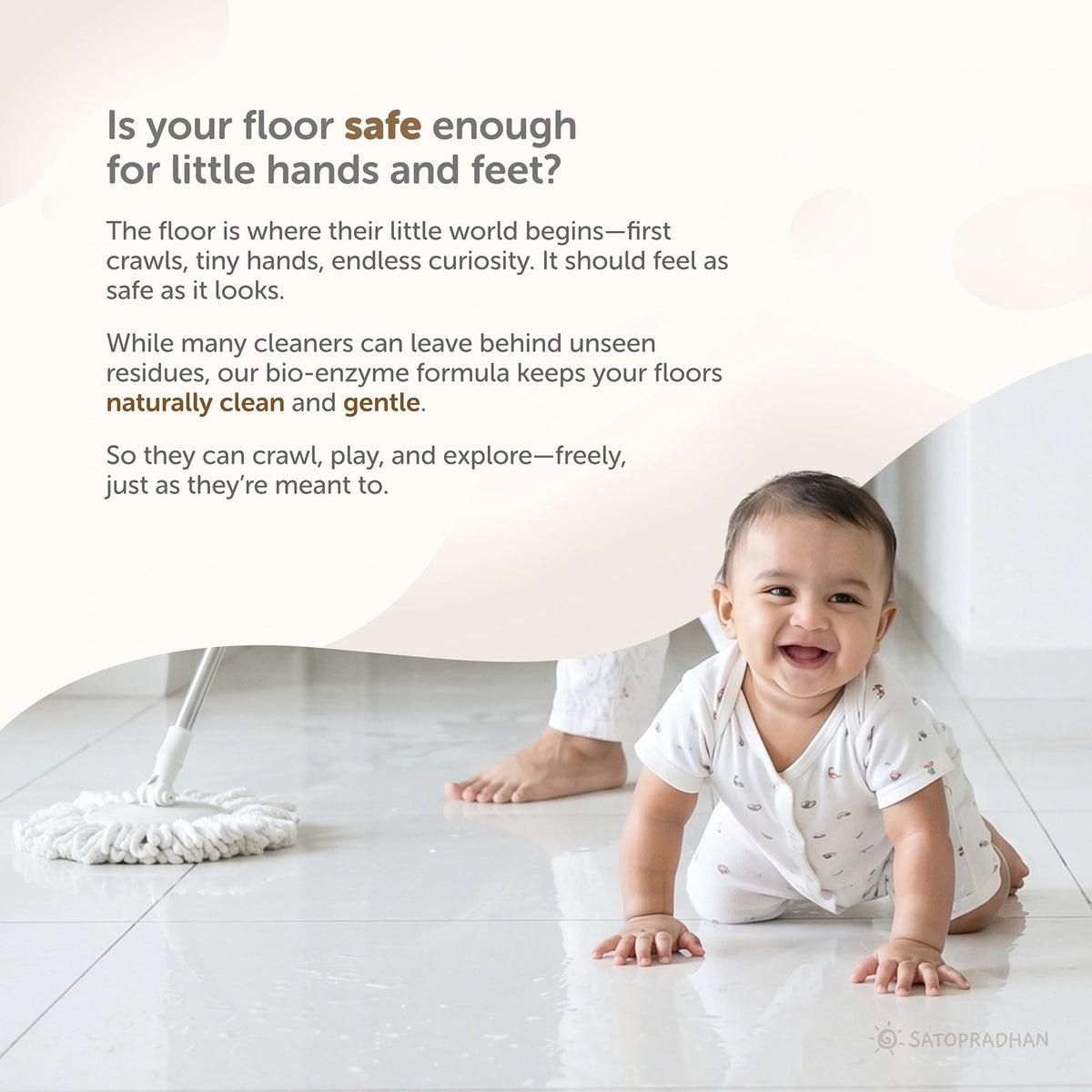 Natural Floor Cleaner Liquid 750ml/1.9L - Bio-Enzyme Based, Non-Toxic & Eco-Friendly - Safe for Kids & Pets - Floor Cleaner Concentrate - Satopradhan