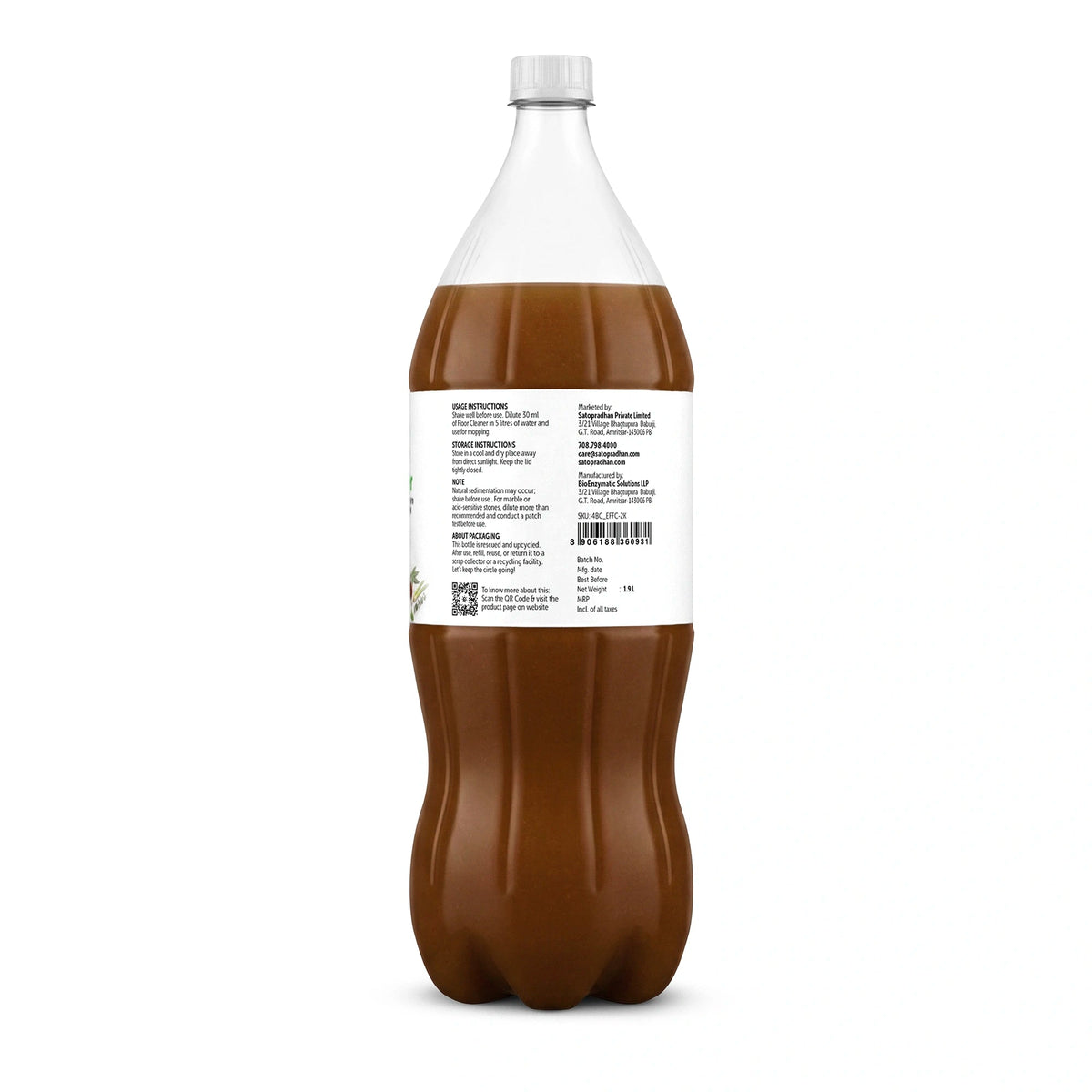 Natural Floor Cleaner Liquid 750ml/1.9L - Bio-Enzyme Based, Non-Toxic & Eco-Friendly - Safe for Kids & Pets - Floor Cleaner Concentrate - Satopradhan